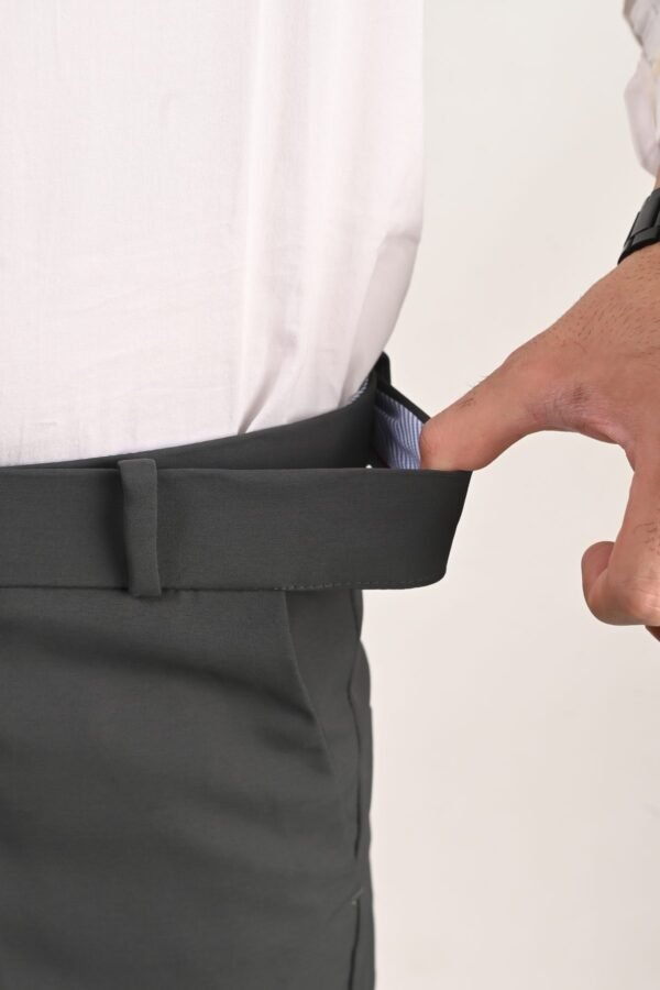 Charcoal Grey formal trousers with stretchable waistband