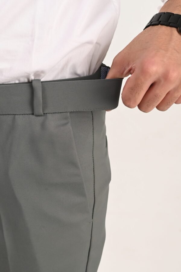 Mid Grey formal trousers with stretchable waistband