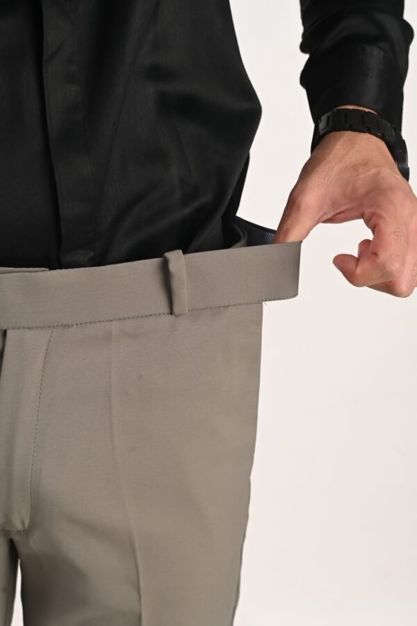 Olive Grey formal trousers with stretchable waistband