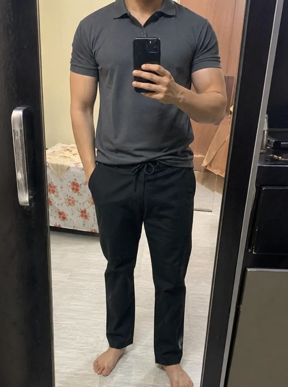 Customer Vishal Mehta wearing Fhuzana black drawstring trousers
